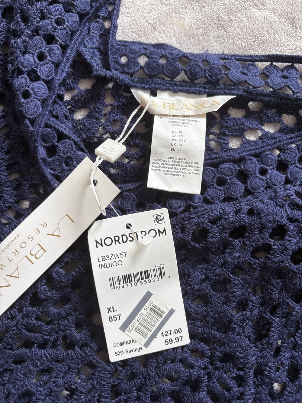 Navy Crochet V-Neck Coverup - Picture 3 of 3
